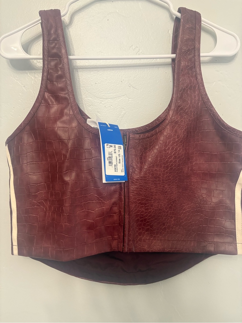adidas PLEATHER CORSET - Burgundy. crocodile with Signature strips. Runs Small - Picture 4 of 12